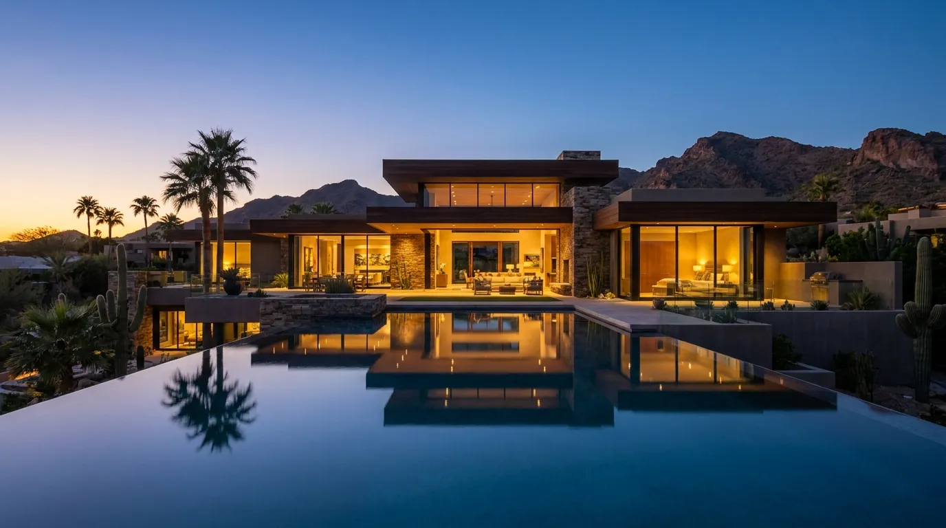 Luxury Scottsdale home at twilight